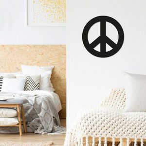 Decoratiune de perete, Peace, Dimensiune: 50 x 50 cm, Negru imagine