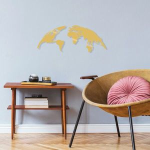 Decoratiune de perete, World Map Medium, Dimensiune: 120 x 47 cm, Auriu imagine