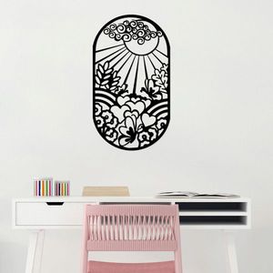 Decoratiune de perete, Sun Flower, Dimensiune: 39 x 68 cm, Negru imagine