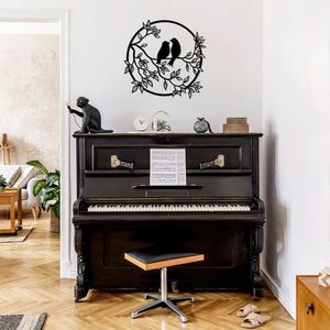 Decoratiune de perete, Birds Love 2, Dimensiune: 55 x 53 cm, Negru imagine