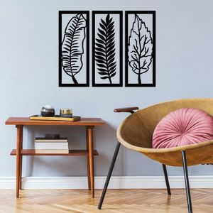 Decoratiune de perete, Leaf, Dimensiune: 70 x 55 cm, Negru imagine