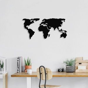 Decoratiune de perete, Dünya Haritasi 2, Dimensiune: 125 x 60 cm, Negru imagine