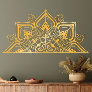 Decoratiune de perete, Mandala-S-1-Gold, Dimensiune: 118 x 1, 5 x 59 cm, Auriu imagine