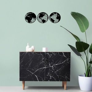 Decoratiune de perete, World Map Metal Decor 3, Dimensiune: 42 x 41 cm, Negru imagine