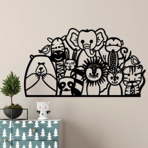 Decoratiune de perete, Hayvanlar-S, 105 x 1, 5 x 59 cm, Negru imagine