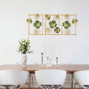 Decoratiune de perete, Huayin, 50 x 70 x 5 cm, 3 piese, Verde imagine