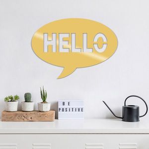 Decoratiune de perete, Hello Metal Decor, Dimensiune: 49 x 35 cm, Auriu imagine