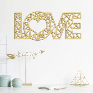 Decoratiune de perete, Love Metal Decor, Dimensiune: 50 x 20 cm, Auriu imagine