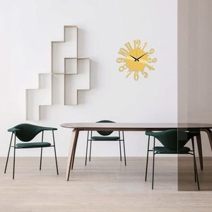 Ceas de perete, Metal Wall Clock 14, Dimensiune: 48 x 48 cm, Auriu imagine