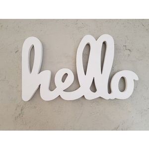 Decoratiune de perete, Hello, 40x2x20 cm, Alb imagine
