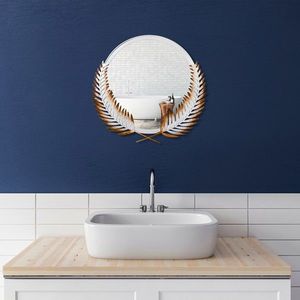 Oglinda decorativa, Palm Mirror M, Dimensiune: 45 x 48 cm, Maro/Alb imagine