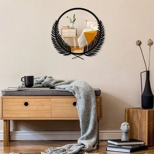 Oglinda decorativa, Palm Mirror L, Dimensiune: 57 x 59 cm, Negru imagine