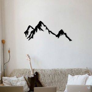 Decoratiune de perete, Mountain Metal Decor, metal, 70 x 30 cm, negru imagine