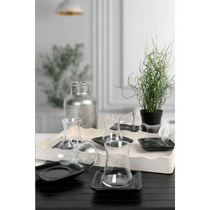 Set pahare pentru ceai, Hermia, 275KRM1646, Antibacterian, Negru/Transparent imagine