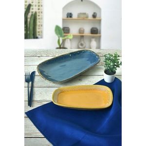 Set platouri servire, Hermia, 275KRM2227, Antibacterian, Muștar / Albastru imagine