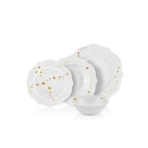 Serviciu de masa, Hermia, 280TMA1709, Plate: 22 x 22 x 3 cm (6 Pieces), Alb/Auriu imagine