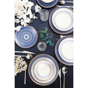 Serviciu de masa, Hermia, 973BRS3145, Farfurie desert: 20 cm (6 bucăți), Alb/Albastru imagine