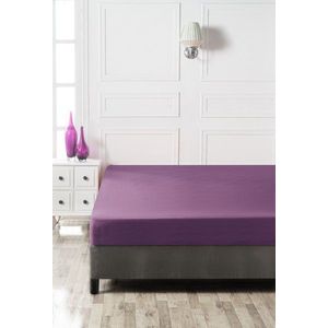 Cearceaf de pat cu elastic, 140x190 cm, 100% bumbac ranforce, Patik, Plum, mov imagine