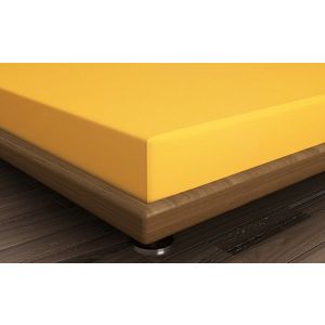 Cearceaf de pat cu elastic, 180x200 cm, 100% bumbac ranforce, Patik, Mustard, galben mustar imagine
