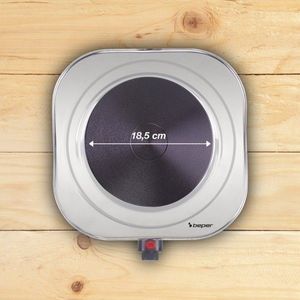 Plita electrica Beper, 18.5 cm, 1500 W, otel/plastic, negru/argintiu imagine