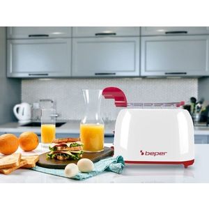Prajitor de paine Beper, 30x17x25 cm, plastic/otel, alb/rosu imagine