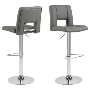 Scaun de bar Sylvia, Actona, 41.5x52x115 cm, rotativ, piele ecologica/otel, gri imagine