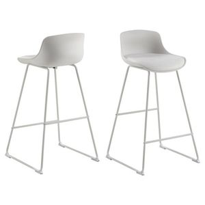 Scaun de bar Tina, Actona, 43x49x94 cm, piele ecologica/otel, alb imagine