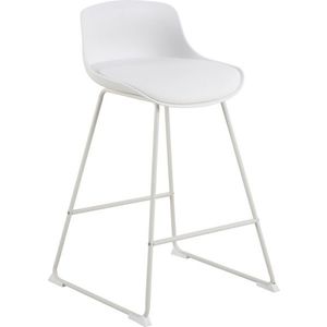 Scaun de bar Tina, Actona, 50x49x84 cm, piele ecologica/otel, alb imagine