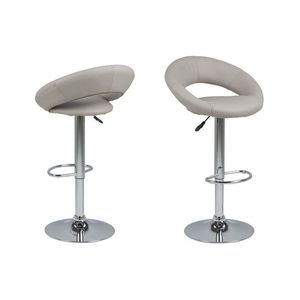 Scaun de bar Plump, Actona, 56x50x100 cm, rotativ, piele ecologica/otel, grej imagine
