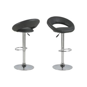 Scaun de bar Plump, Actona, 56x50x100 cm, rotativ, piele ecologica/otel, gri imagine