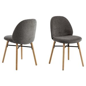 Scaun Sophia, Actona, 54x46x82.5 cm, tesatura Chenille/lemn de stejar, gri inchis imagine