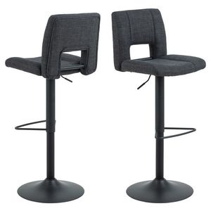 Scaun de bar Sylvia, Actona, 41.5x52x115 cm, rotativ, tesatura structurata/otel, gri inchis imagine