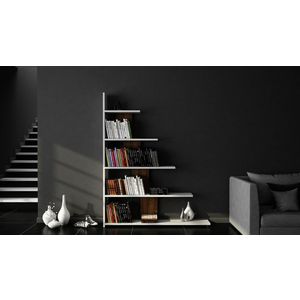 Biblioteca Reward, Moblert, 120x20x120 cm, alb/maro imagine