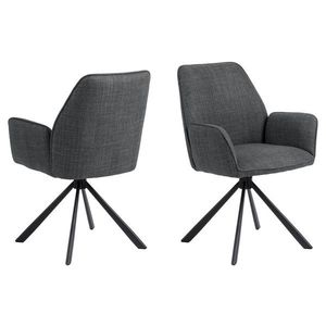 Scaun Glenda, Actona, 61x63x88.5 cm, rotativ, tesatura structurata/otel, gri inchis imagine