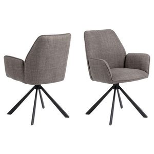 Scaun Glenda, Actona, 61x63x88.5 cm, rotativ, tesatura structurata/otel, gri maro deschis imagine