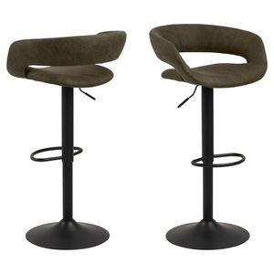 Scaun de bar Grace, Actona, 54.5x48.5x101 cm, rotativ, poliester/otel, verde olive imagine