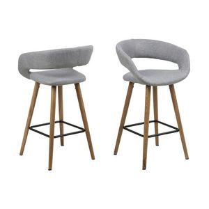 Scaun de bar Grace, Actona, 55x46x88.5 cm, poliester/lemn de stejar, gri deschis imagine