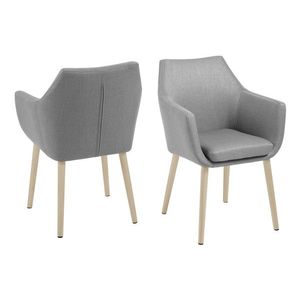 Scaun Nora, Actona, 58x58x84 cm, poliester/lemn de stejar, gri deschis imagine