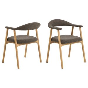 Scaun Addi, Actona, 56x54x75.5 cm, tesatura Boucle/lemn de stejar, grej imagine