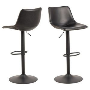 Scaun de bar Oregon, Actona, 47x51x110 cm, rotativ, piele ecologica/otel, negru imagine