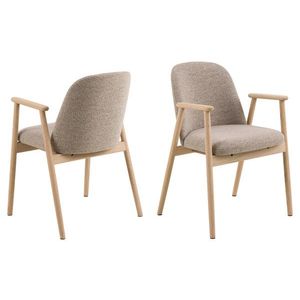 Scaun Leo, Actona, 55.5x57x80.5 cm, tesatura Boucle/lemn de stejar, bej imagine