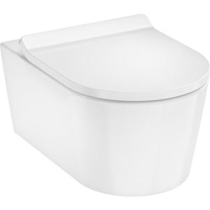 Set vas wc suspendat Hansgrohe EluPura S AquaHelix Flush HygieneEffect si capac slim cu inchidere lenta alb imagine