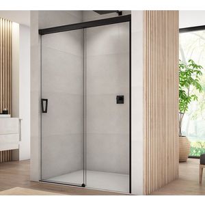 Usa de dus culisanta Ronal (SanSwiss) Cadura CAS2D 140cm orientare dreapta sticla AquaPerle 6mm profil negru mat imagine