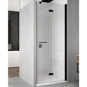Usa de dus pliabila Ronal (SanSwiss) Solino SOLF1D 90cm orientare dreapta sticla AquaPerle 6mm profil negru imagine