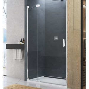 Usa de dus batanta cu parte fixa Ronal (SanSwiss) Cadura CA13G 140cm orientare stanga sticla AquaPerle 6mm profil alb mat imagine