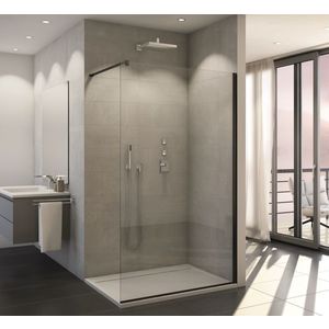 Cabina de dus Walk-In Ronal (SanSwiss) Easy STR4P 80cm sticla securizata 8mm profil negru mat imagine