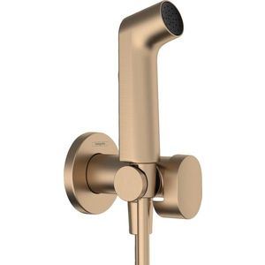 Set dus igiena intima Hansgrohe Bidette S EcoSmart+ 1 jet furtun si robinet cu agatatoare necesita corp incastrat bronz periat imagine