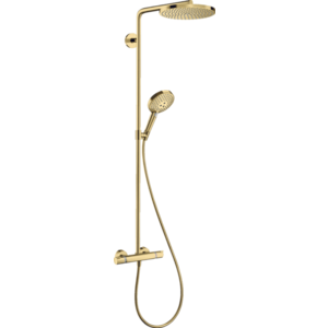 Coloana de dus Hansgrohe Raindance S 240 1jet PowderRain EcoSmart+ cu baterie termostatata gold optic imagine