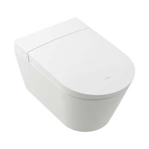 Set vas wc suspendat Villeroy & Boch ViClean Tivo cu functie de bideu capac cu inchidere lenta telecomanda White Alpine imagine