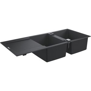 Chiuveta bucatarie Grohe K500 80 -C cu doua cuve 1160x500mm compozit granite black imagine